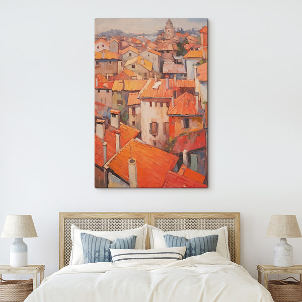 Schilderij van een stad Schilderij van een stad