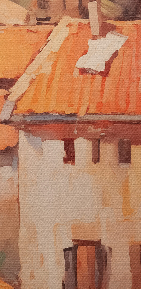 Schilderij van een stad Schilderij van een stad