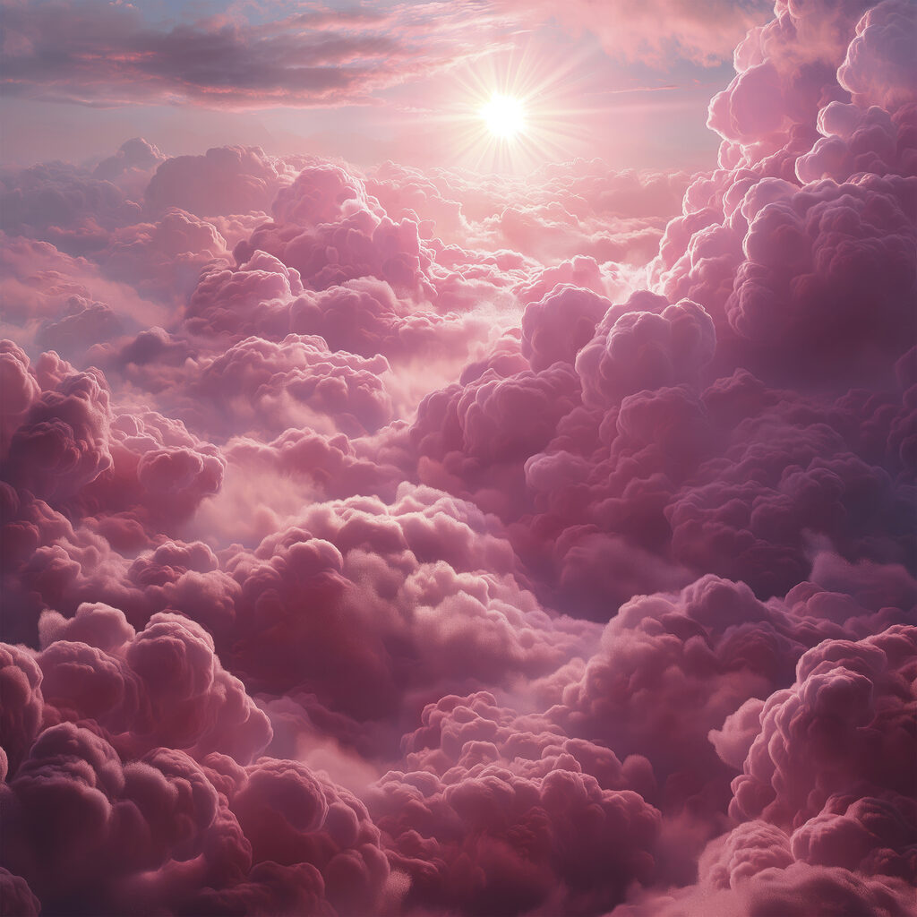 Pink clouds and the sun