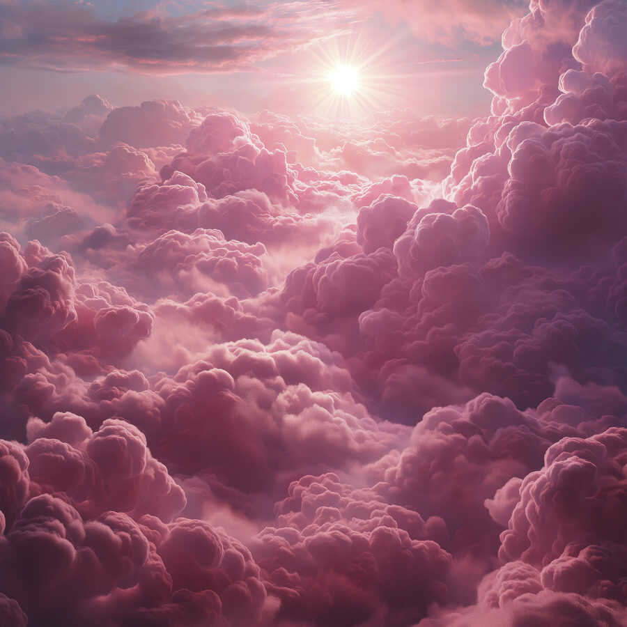 Roze wolken en de zon