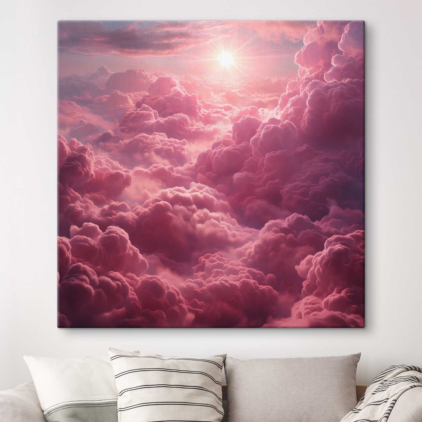 Pink clouds and the sun