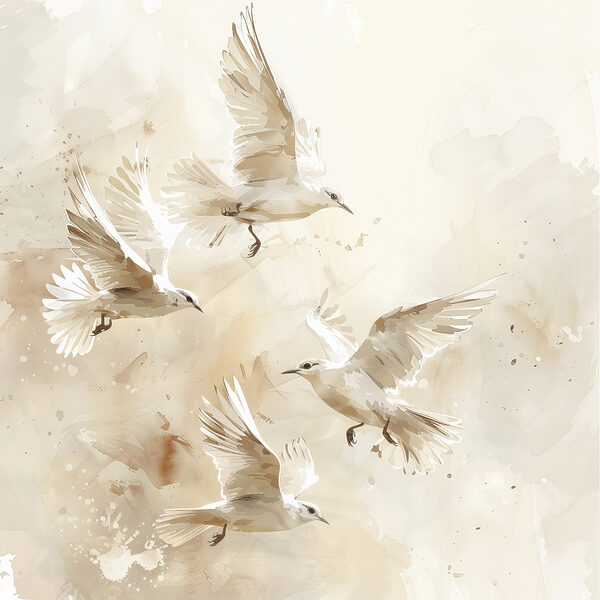 Groep vliegende witte vogels Groep vliegende witte vogels