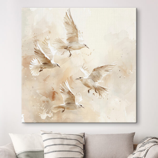 Groep vliegende witte vogels Groep vliegende witte vogels