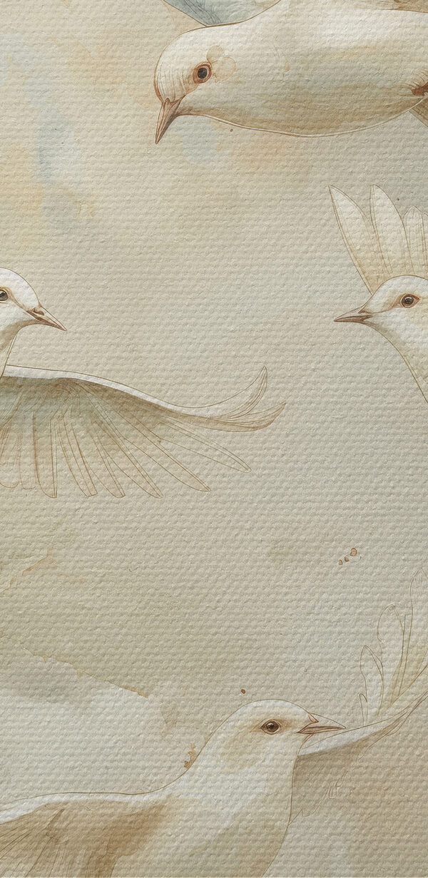Groep witte vogels vliegend in de lucht Groep witte vogels vliegend in de lucht
