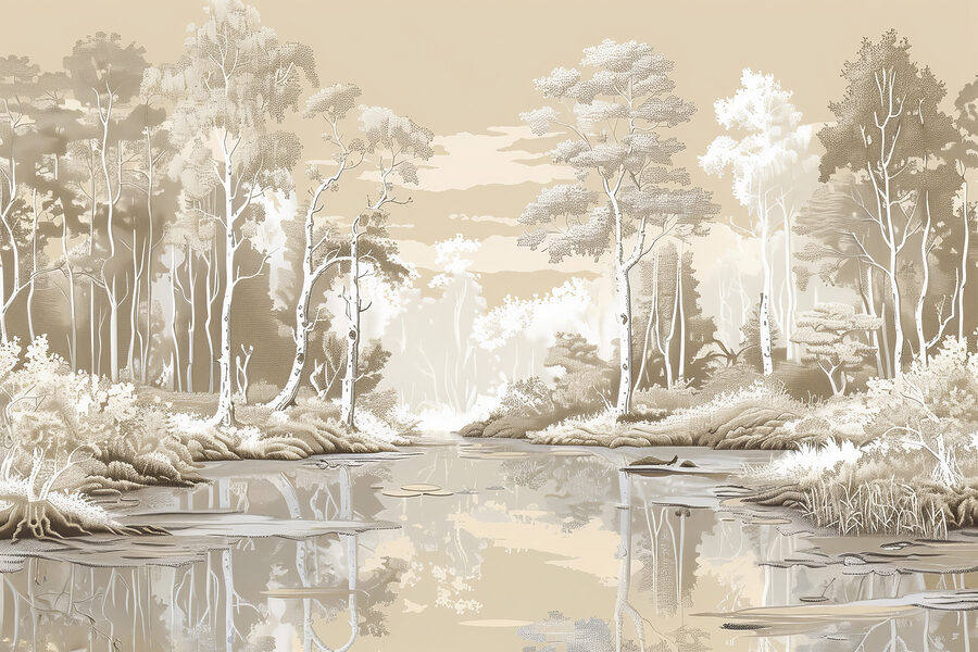 Rivier met bomen en planten Rivier met bomen en planten