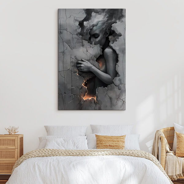 Vrouw met haar gezicht in een muur Vrouw met haar gezicht in een muur