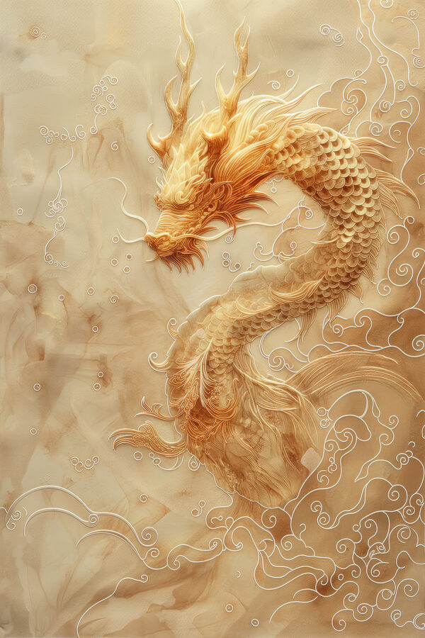 Majestic dragon in swirling clouds Majestic dragon in swirling clouds