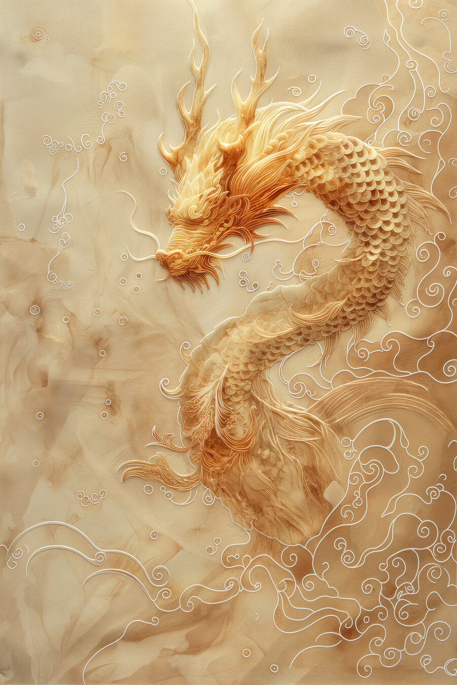 Majestic dragon in swirling clouds Majestic dragon in swirling clouds