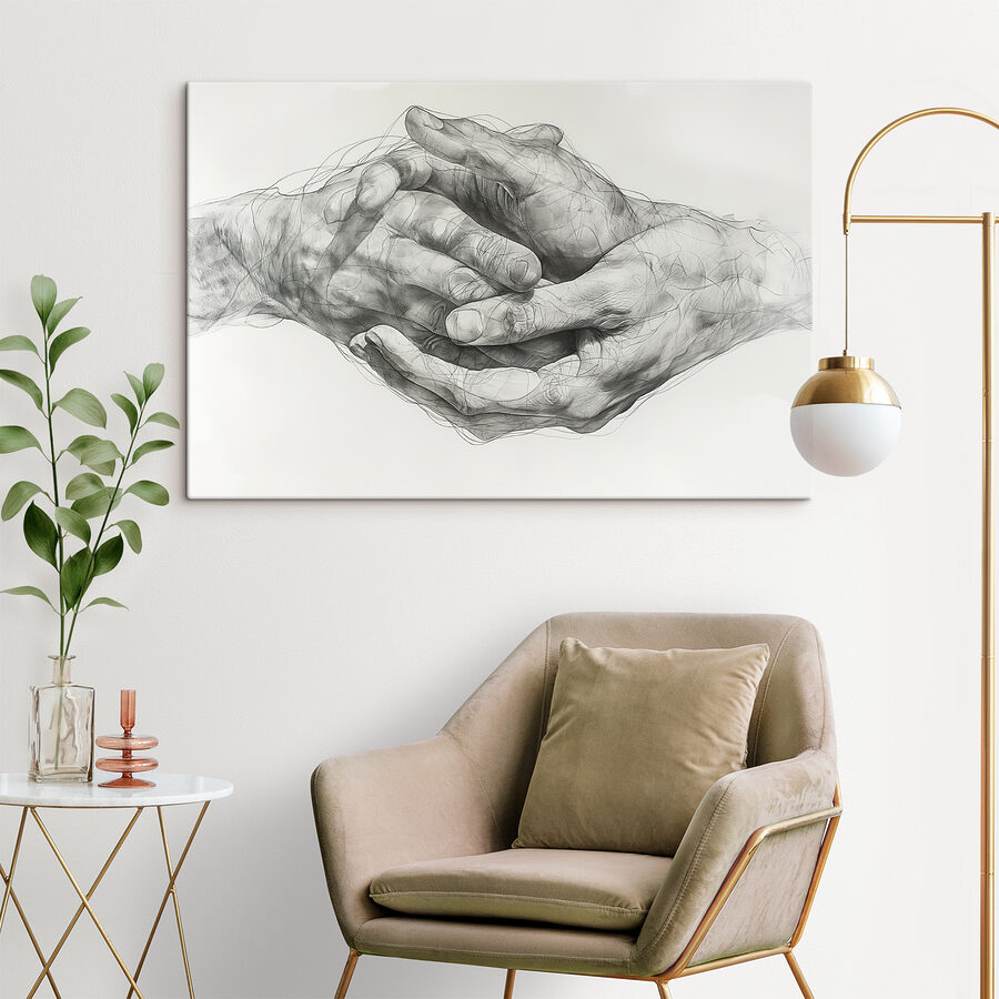 Tekening van twee handen