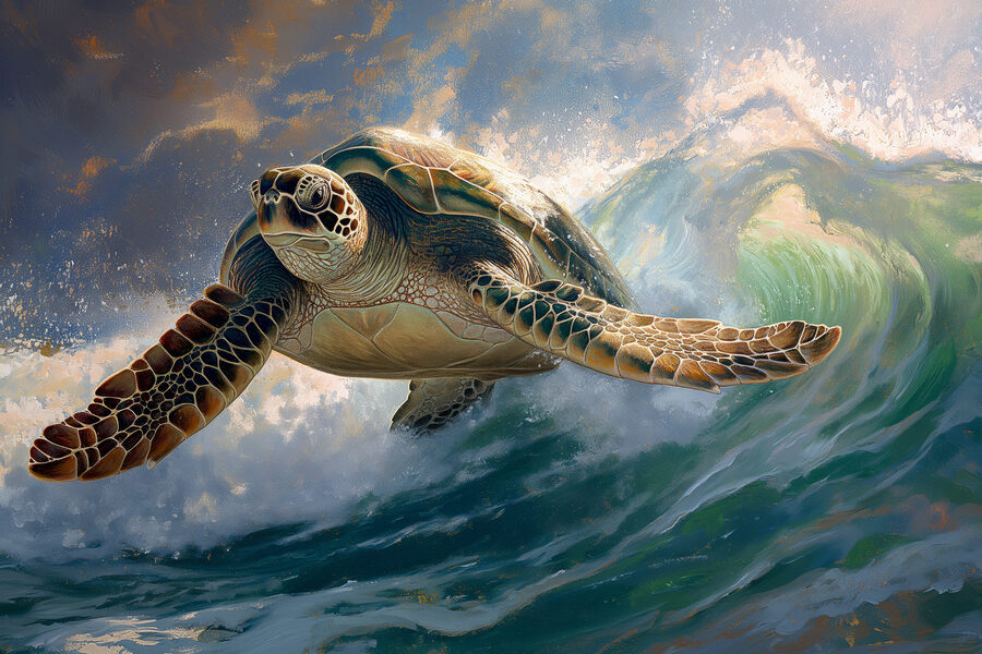 Zeeschildpad zwemmend in de oceaan