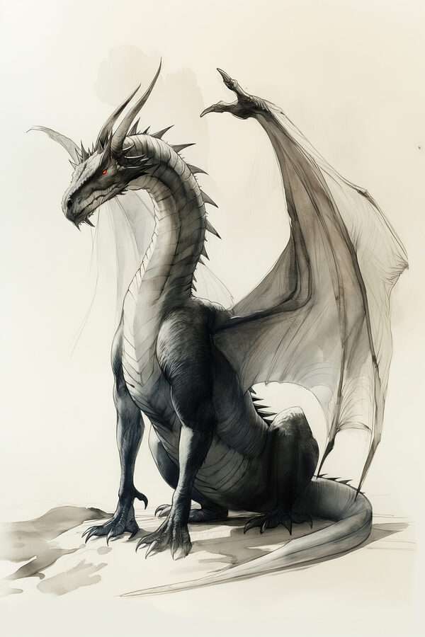 Tekening van een draak Tekening van een draak