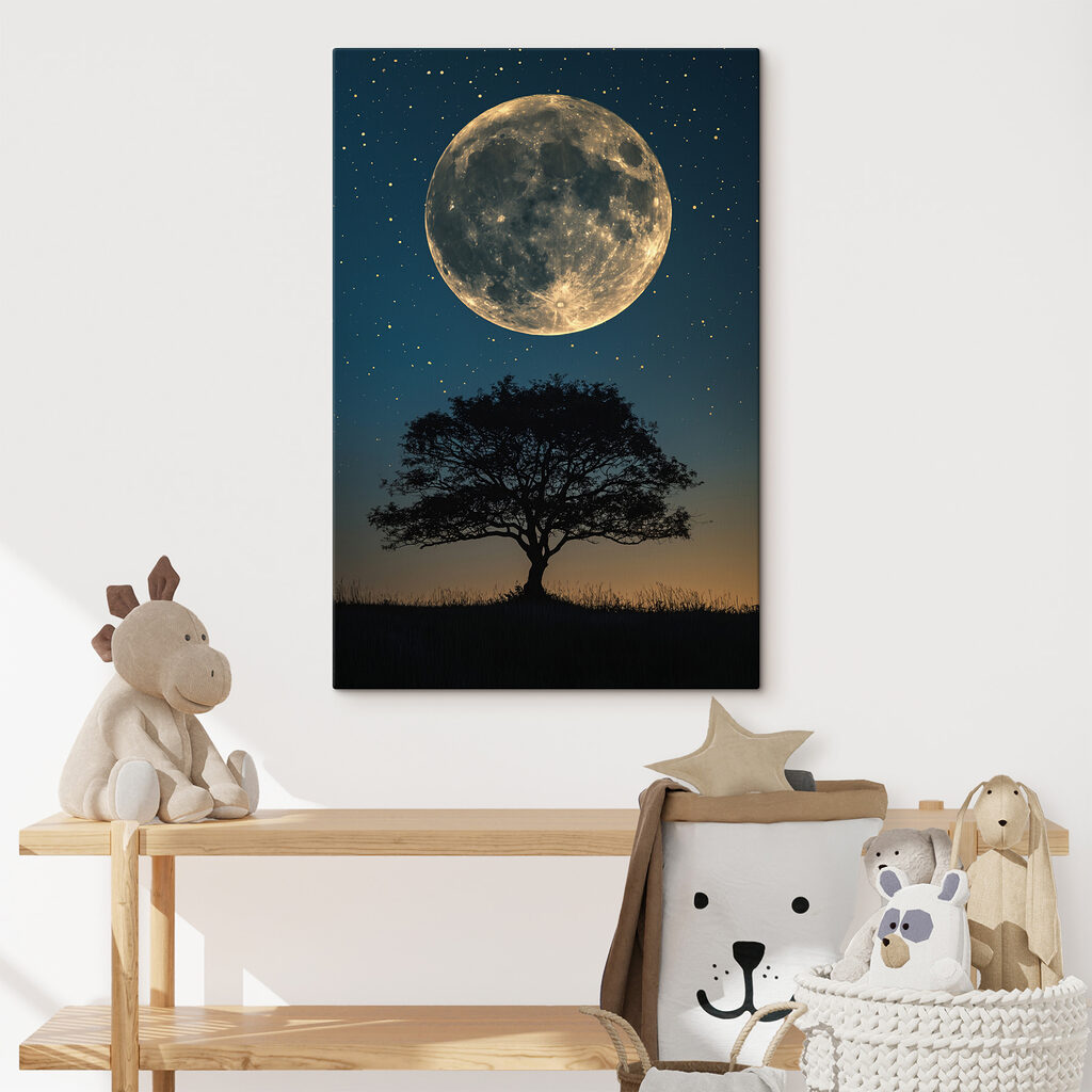 Tree and the moon in the sky