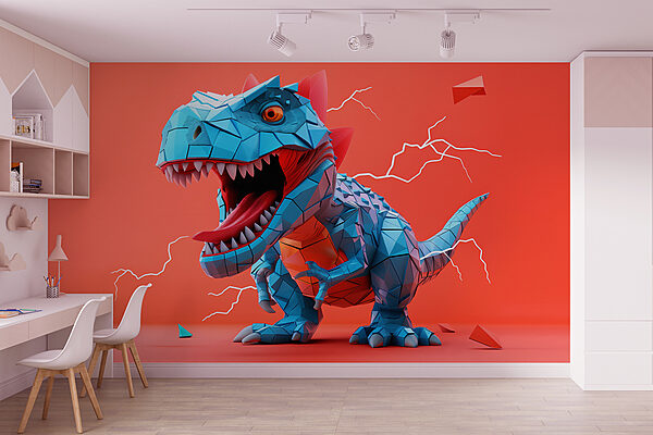 Blauwe dinosaurus met bliksem die eruit komt Blauwe dinosaurus met bliksem die eruit komt