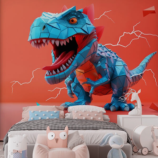 Blauwe dinosaurus met bliksem die eruit komt Blauwe dinosaurus met bliksem die eruit komt