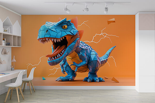 Blauwe dinosaurus met bliksem die eruit komt Blauwe dinosaurus met bliksem die eruit komt