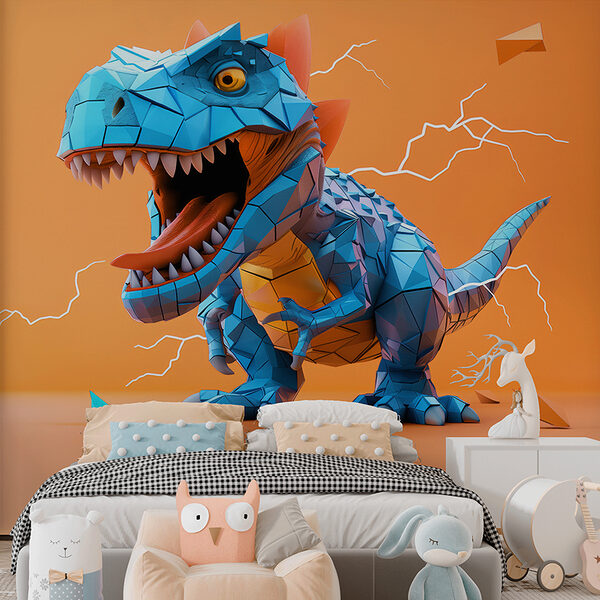 Blauwe dinosaurus met bliksem die eruit komt Blauwe dinosaurus met bliksem die eruit komt