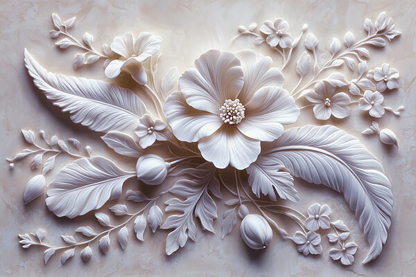 Witte bloem en bladeren Witte bloem en bladeren