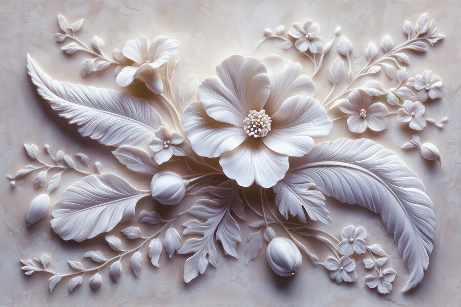 Witte bloem en bladeren
