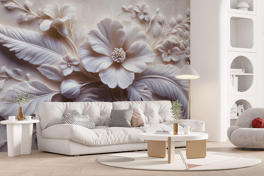 Witte bloem en bladeren