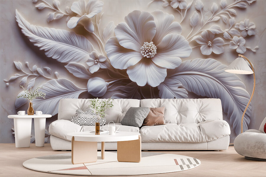 Witte bloem en bladeren
