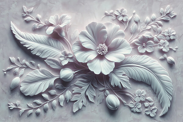 Witte bloem en bladeren Witte bloem en bladeren
