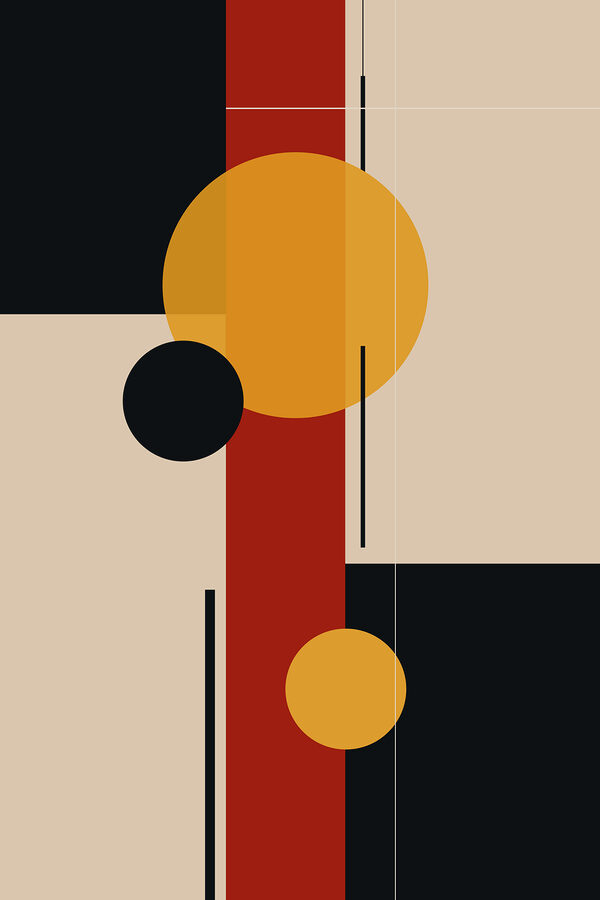 Colorful art piece with circles and lines