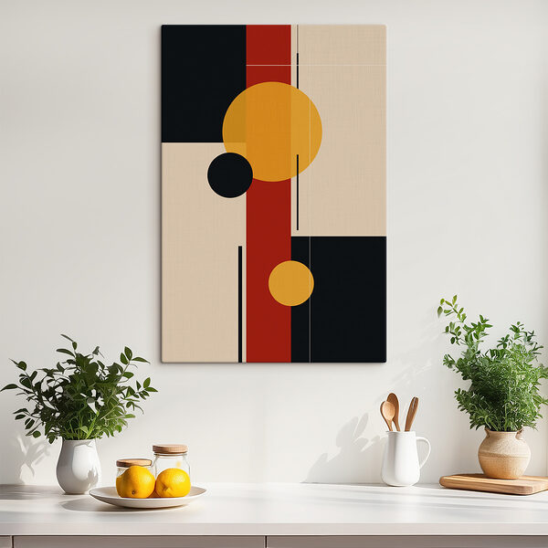 Colorful art piece with circles and lines
