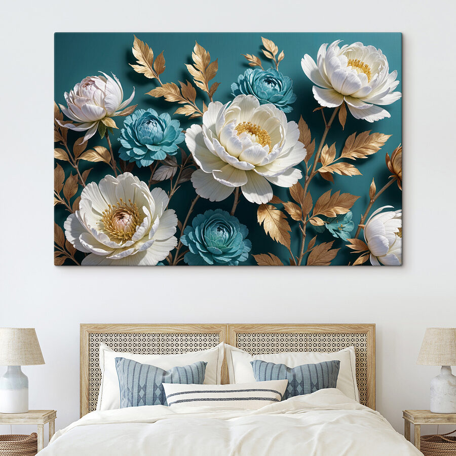 Groep witte en blauwe bloemen