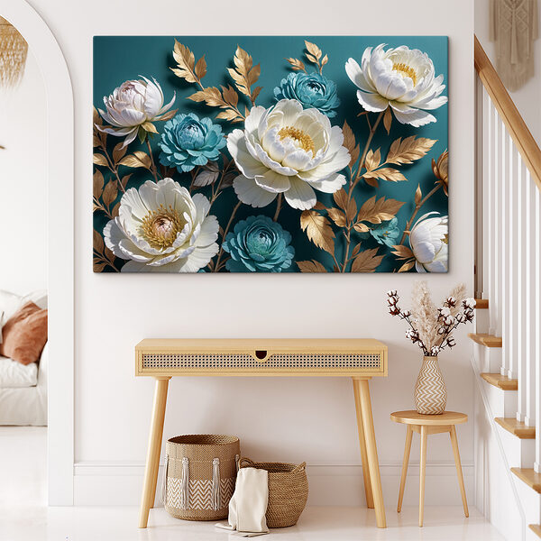 Groep witte en blauwe bloemen Groep witte en blauwe bloemen