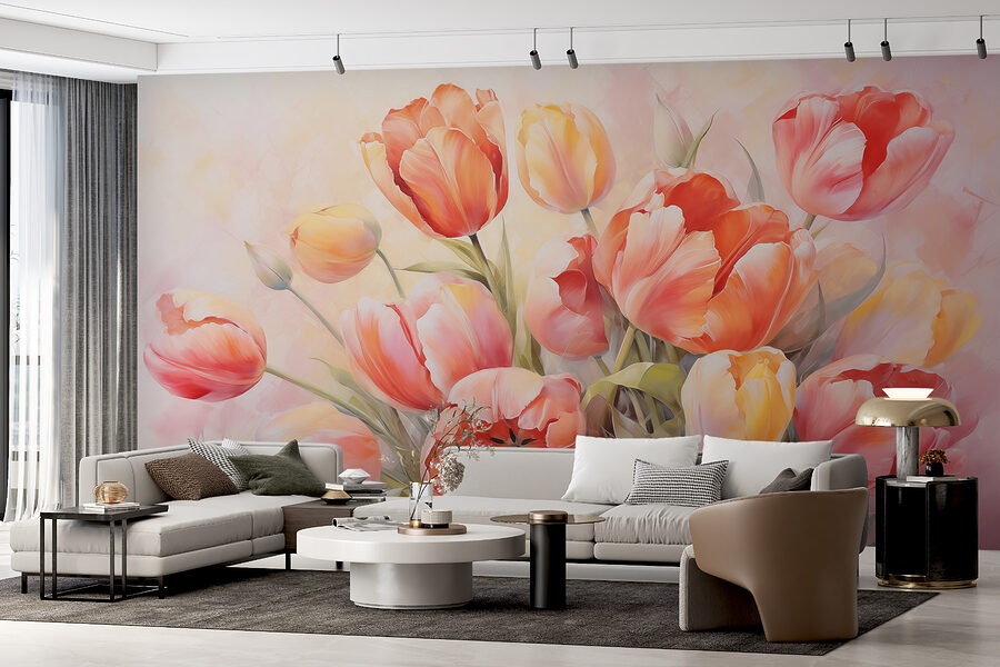 Schilderij van bloemen op een witte achtergrond Schilderij van bloemen op een witte achtergrond