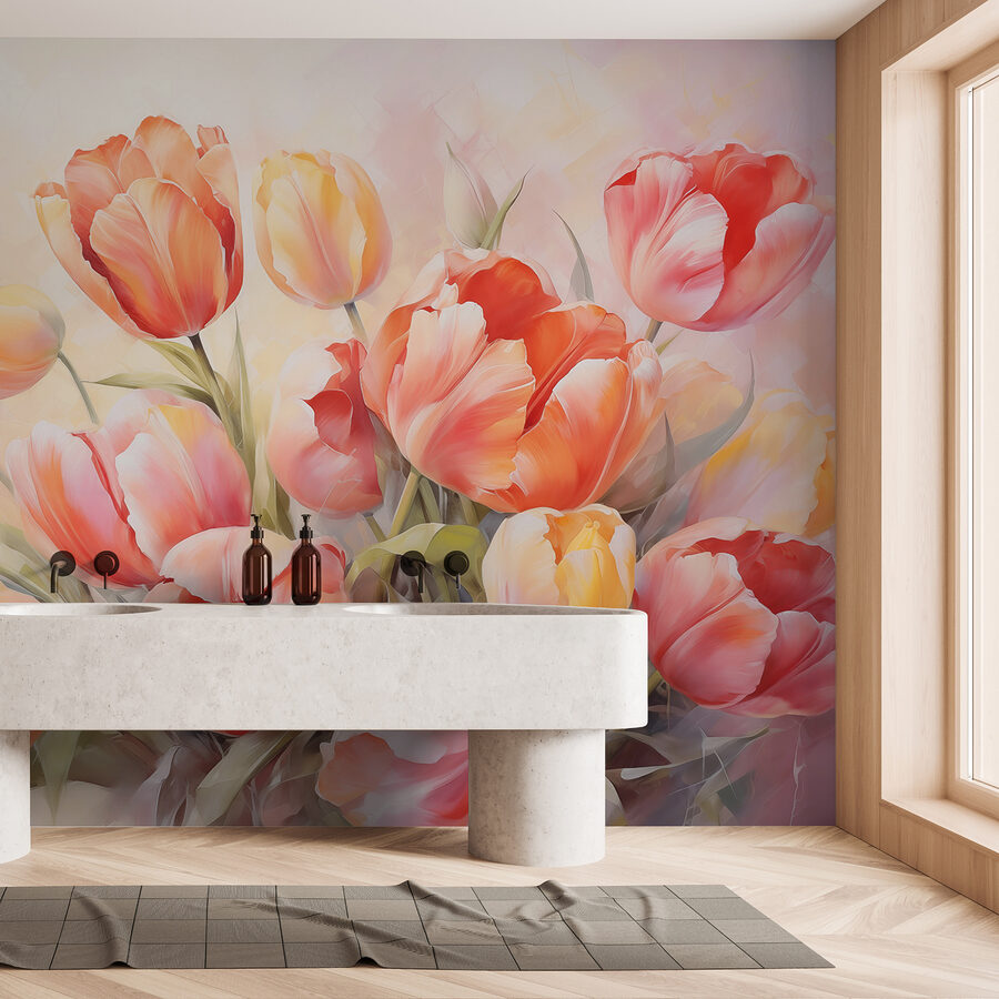 Schilderij van bloemen op een witte achtergrond Schilderij van bloemen op een witte achtergrond