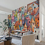 Fotobehang Groep kleurrijke gebouwen