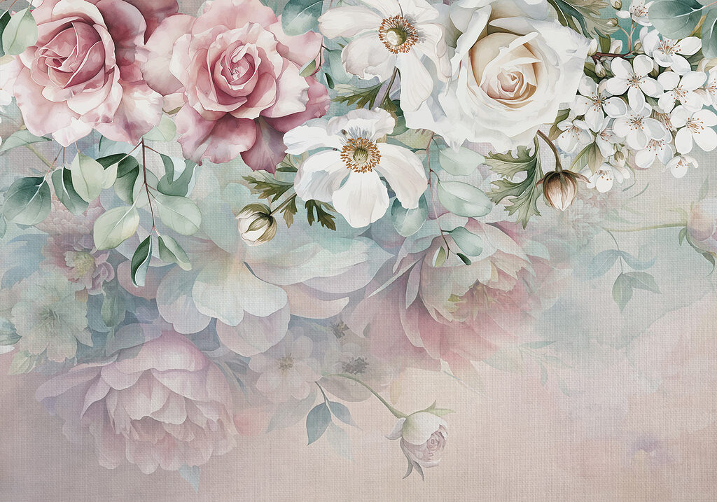 Schilderij van bloemen op een oppervlak Schilderij van bloemen op een oppervlak