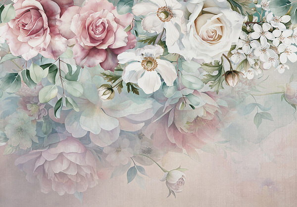 Schilderij van bloemen op een oppervlak Schilderij van bloemen op een oppervlak