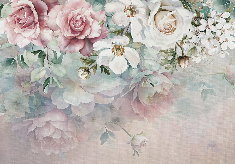 Schilderij van bloemen op een oppervlak Schilderij van bloemen op een oppervlak