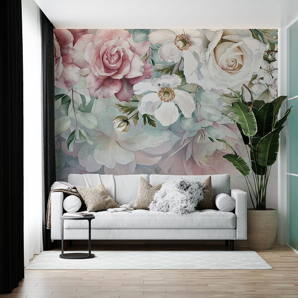 Schilderij van bloemen op een oppervlak Schilderij van bloemen op een oppervlak