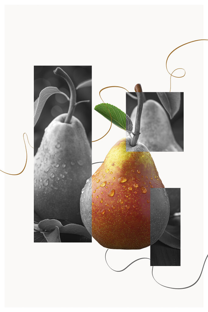 Pear with water drops on it