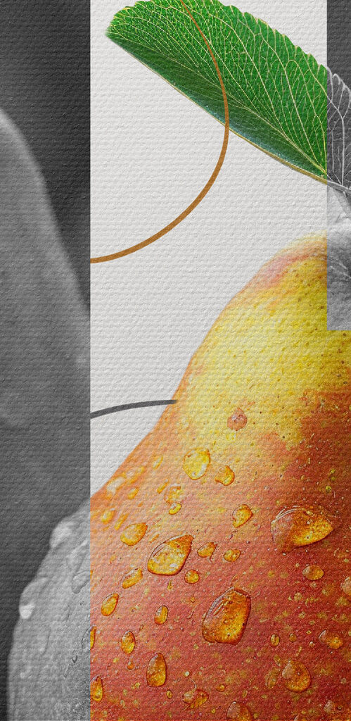 Pear with water drops on it