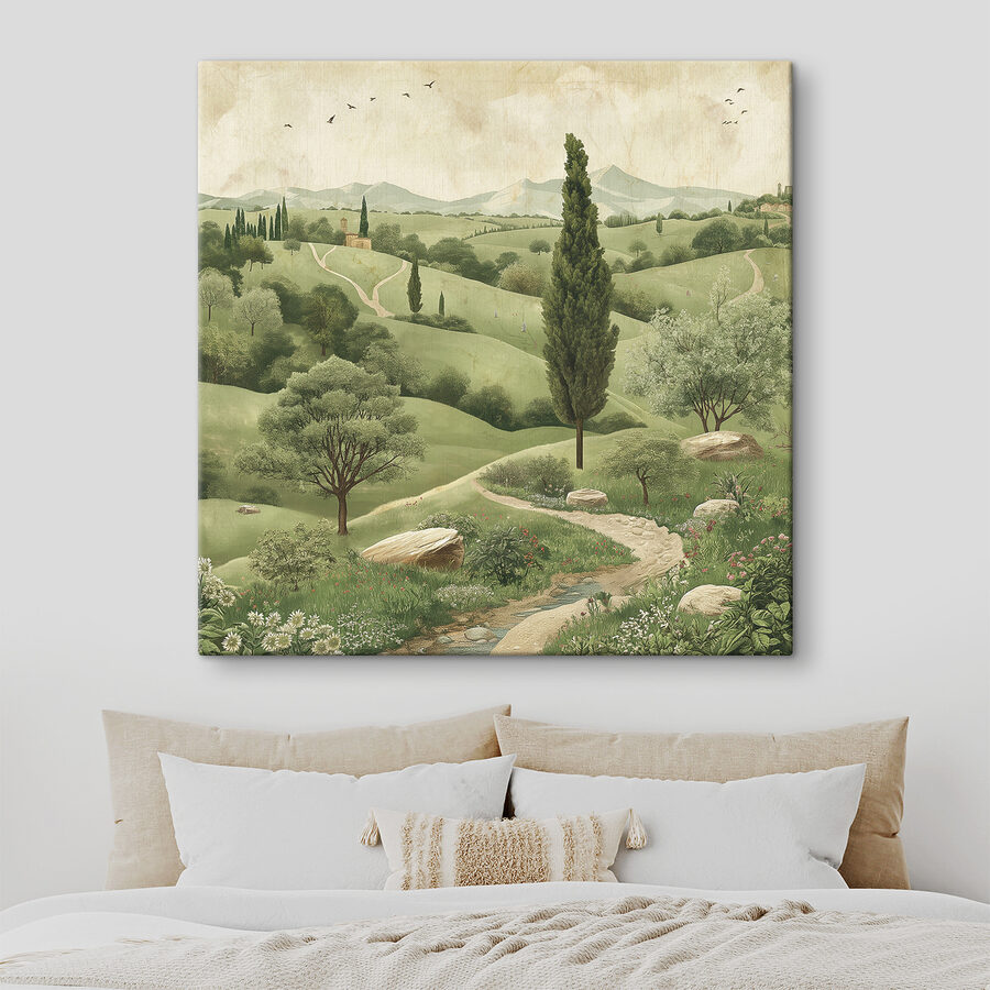 Landschap met bomen en een weg Landschap met bomen en een weg