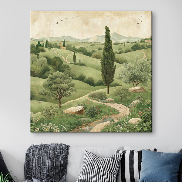 Landschap met bomen en een weg Landschap met bomen en een weg