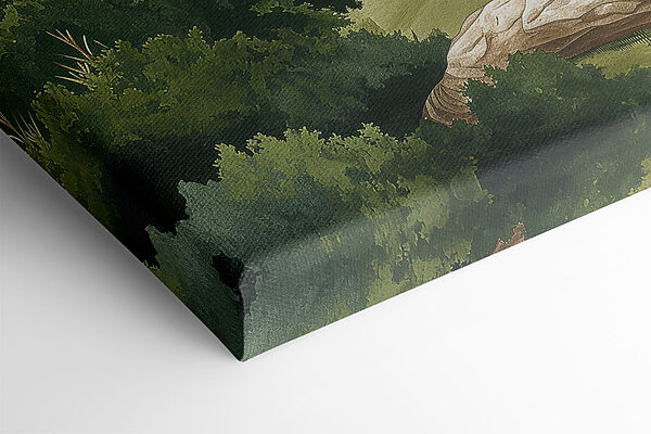 Schilderij van een landschap met huizen en bomen Schilderij van een landschap met huizen en bomen