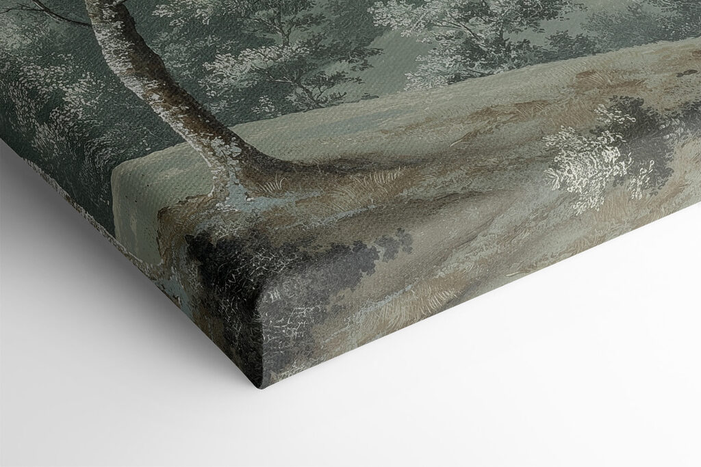Painting of trees on a hill