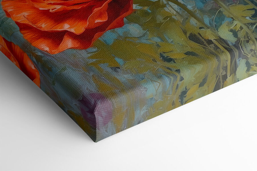 Canvas Schilderijen Schilderij van rode bloemen - Afbeelding 4