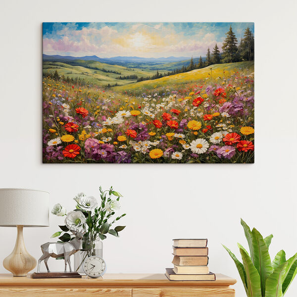 Veld met kleurrijke bloemen Veld met kleurrijke bloemen