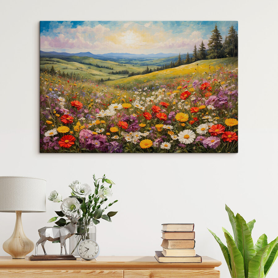 Veld met kleurrijke bloemen