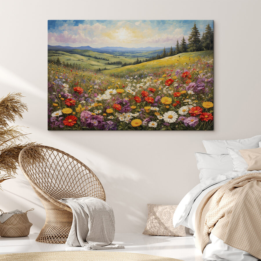 Veld met kleurrijke bloemen