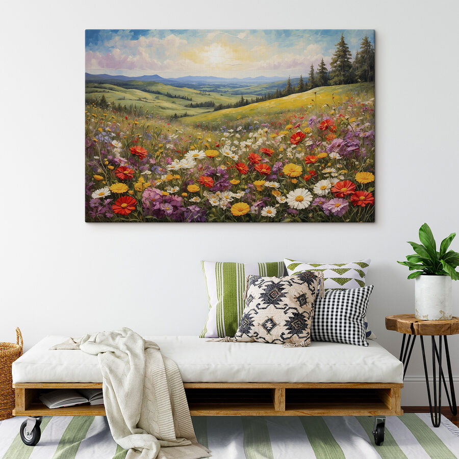 Veld met kleurrijke bloemen