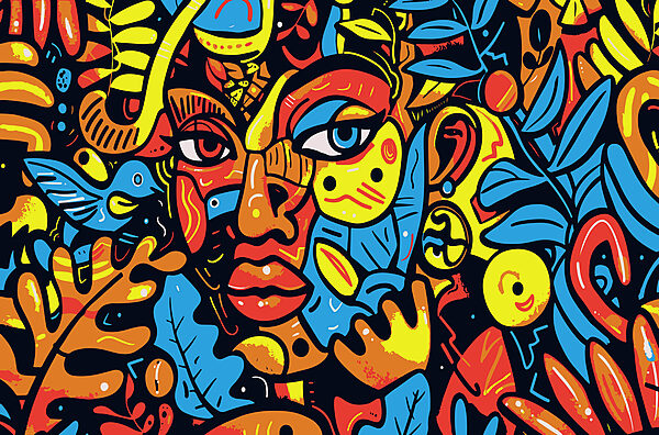Colorful art of a face