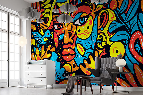 Colorful art of a face