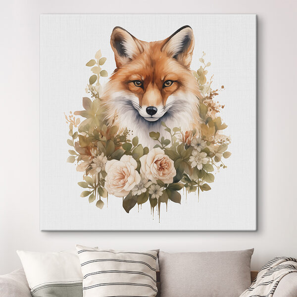Vos met bloemen eromheen Vos met bloemen eromheen